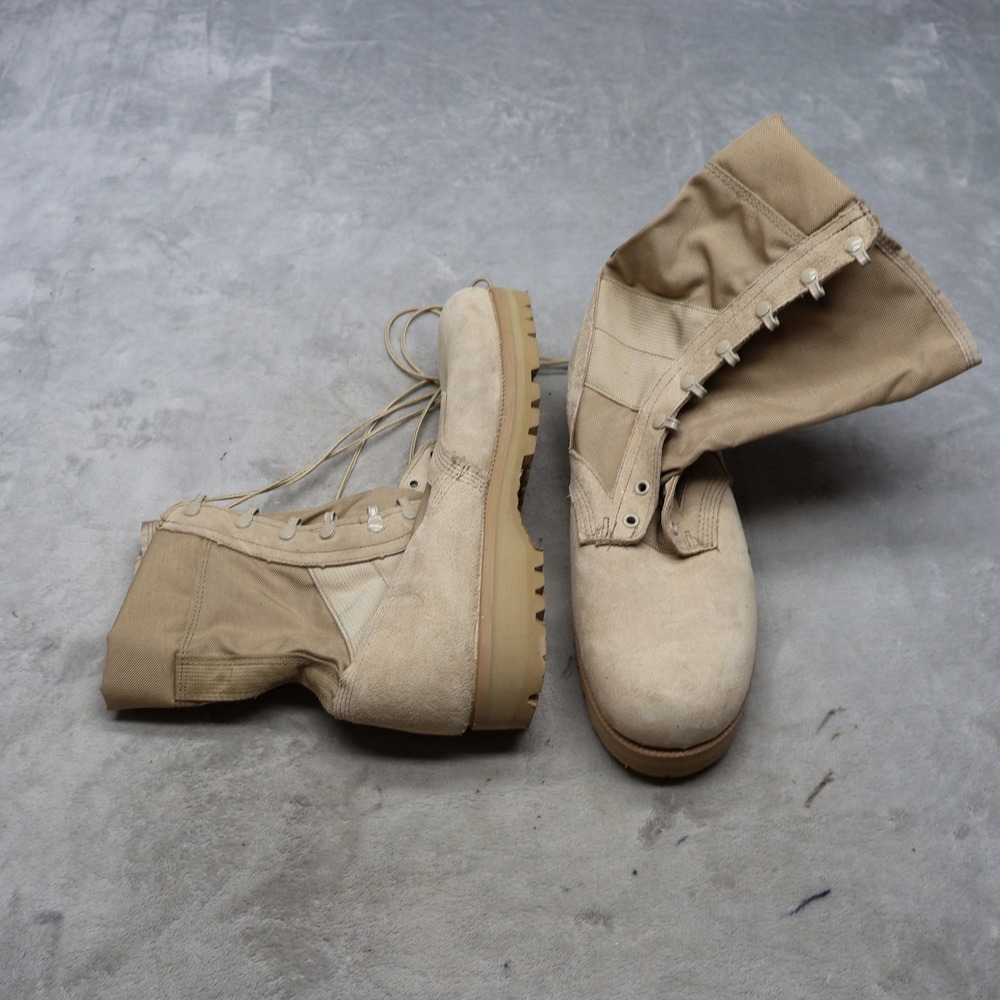 Wellco Men 12R Combat Boots Beige Suede Military Desert Tactical Rugged USA Made
